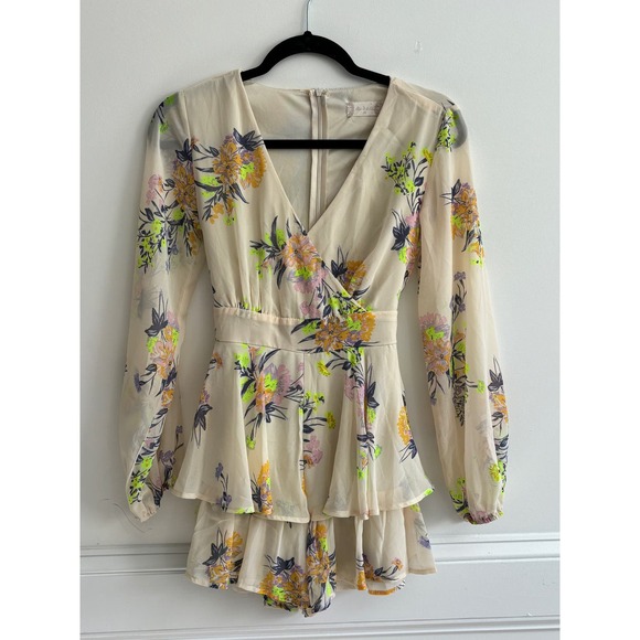 Altar’d State Floral Romper Sheer Sleeves |‎ Size XSmall - Picture 1 of 10